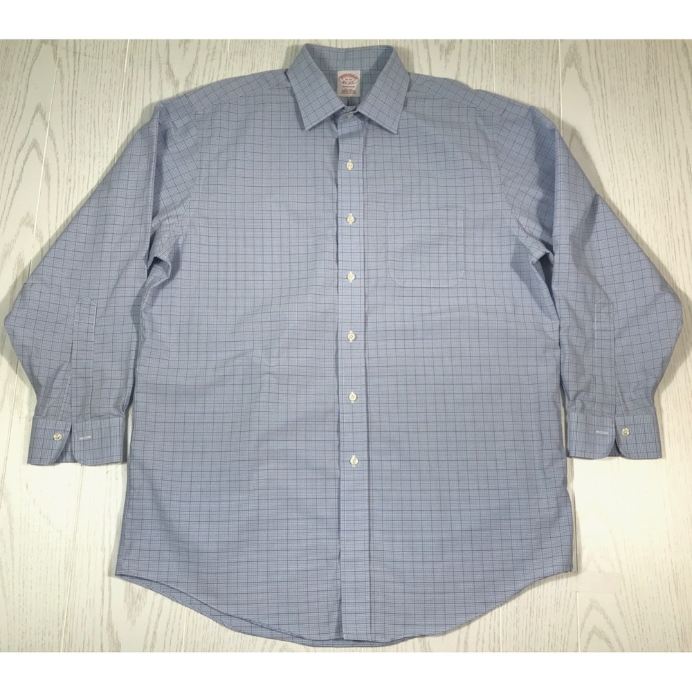 Brooks Brothers Madison Non Iron Supima Cotton Dress Shirt Mens 16 32 Checked